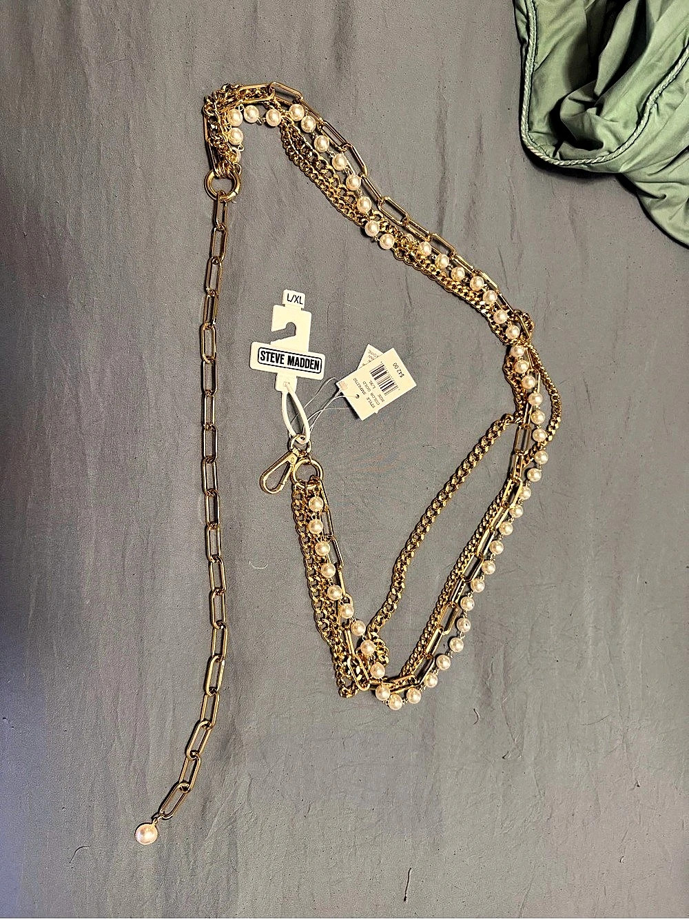 Steve Madden Statement Layered Chain Necklace Gold & White NWT